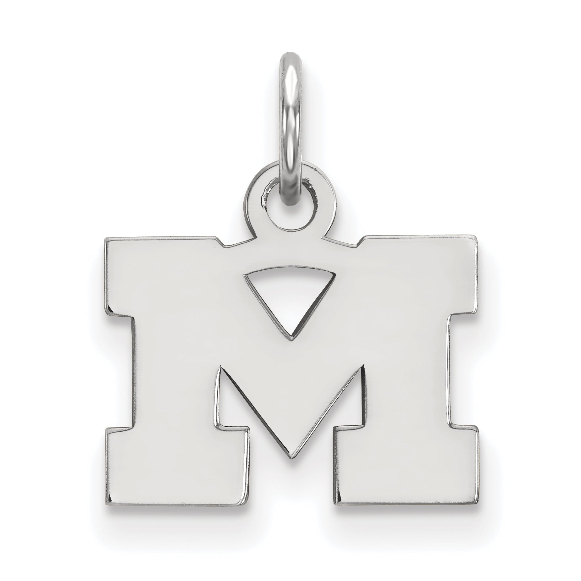 Sterling Silver Rhodium Plated Logoart University Of Michigan Letter M Extra Small Pendant