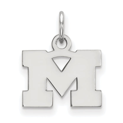 Sterling Silver Rhodium Plated Logoart University Of Michigan Letter M Extra Small Pendant