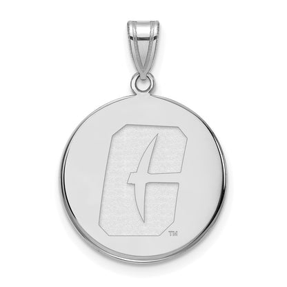 Sterling Silver Rhodium Plated Logoart University Of North Carolina At Charlotte 49Ers Large Disc Pendant