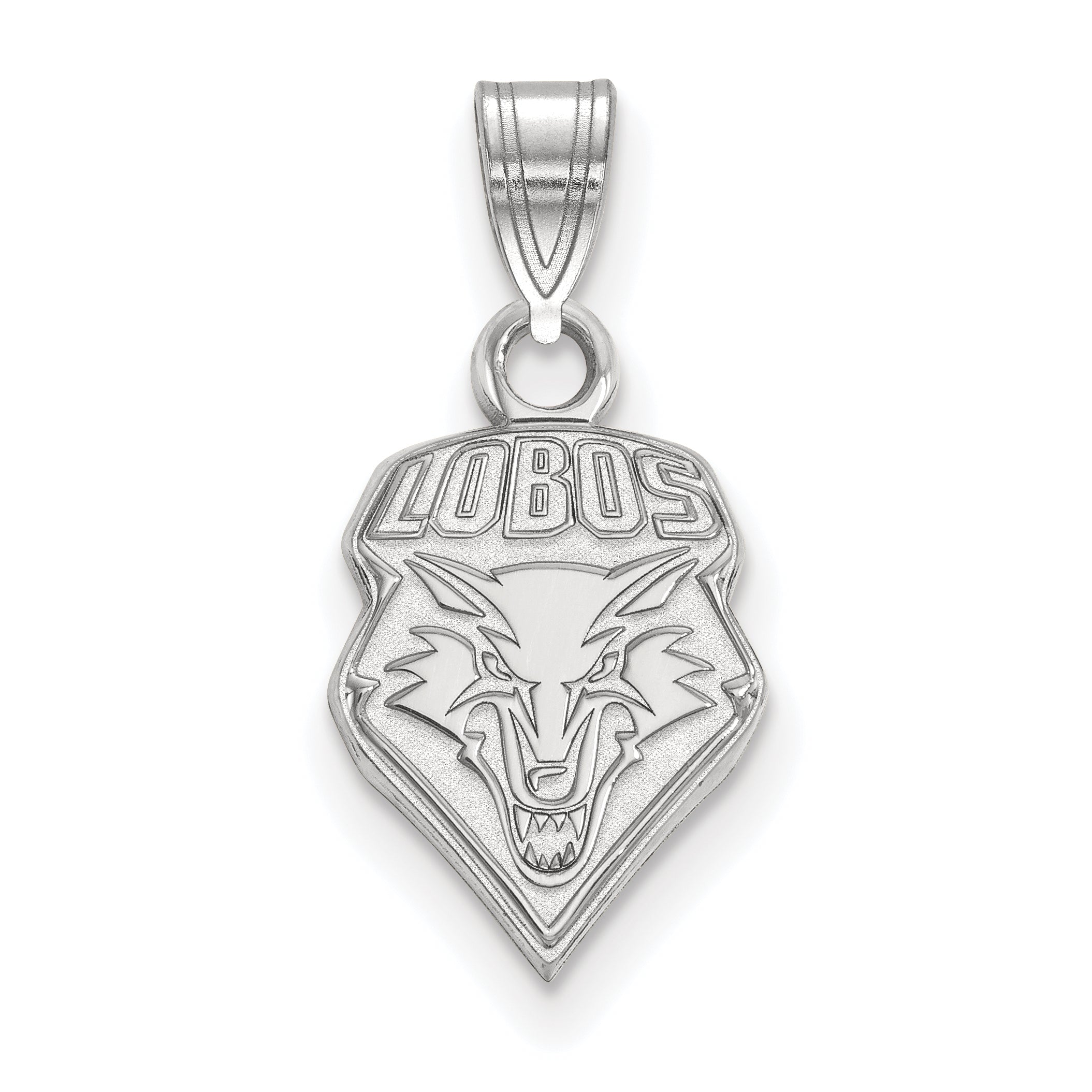 Sterling Silver Rhodium Plated Logoart University Of New Mexico Lobos Small Pendant