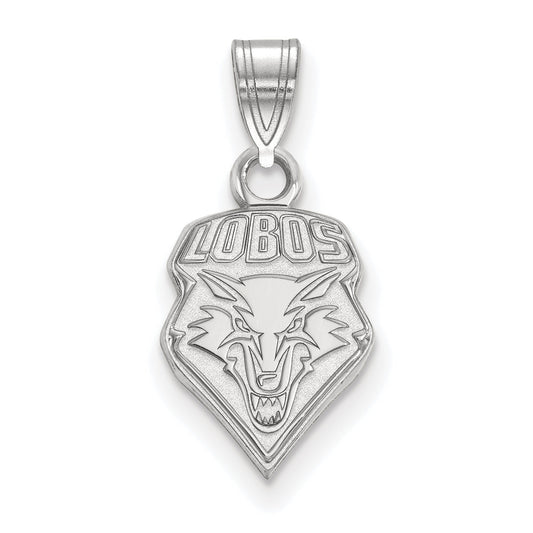 Sterling Silver Rhodium Plated Logoart University Of New Mexico Lobos Small Pendant