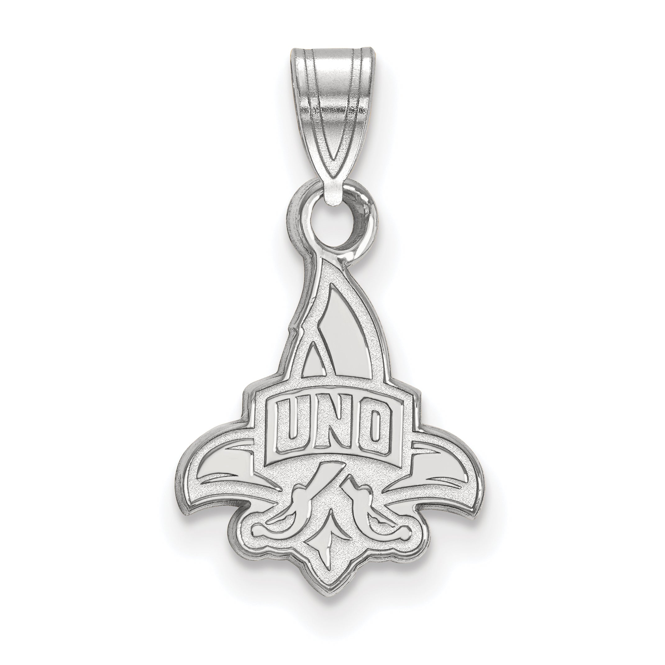 Sterling Silver Rhodium Plated Logoart University Of New Orleans U N O Small Pendant