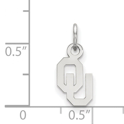 Sterling Silver Rhodium Plated Logoart University Of Oklahoma O U Extra Small Pendant