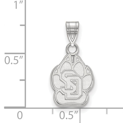 Sterling Silver Rhodium Plated Logoart University Of South Dakota Small Pendant