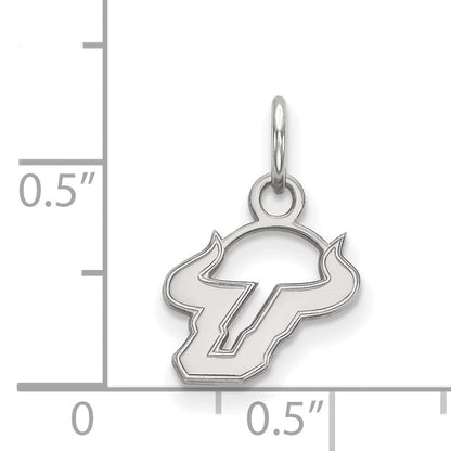Sterling Silver Rhodium Plated Logoart University Of South Florida Bull Extra Small Pendant