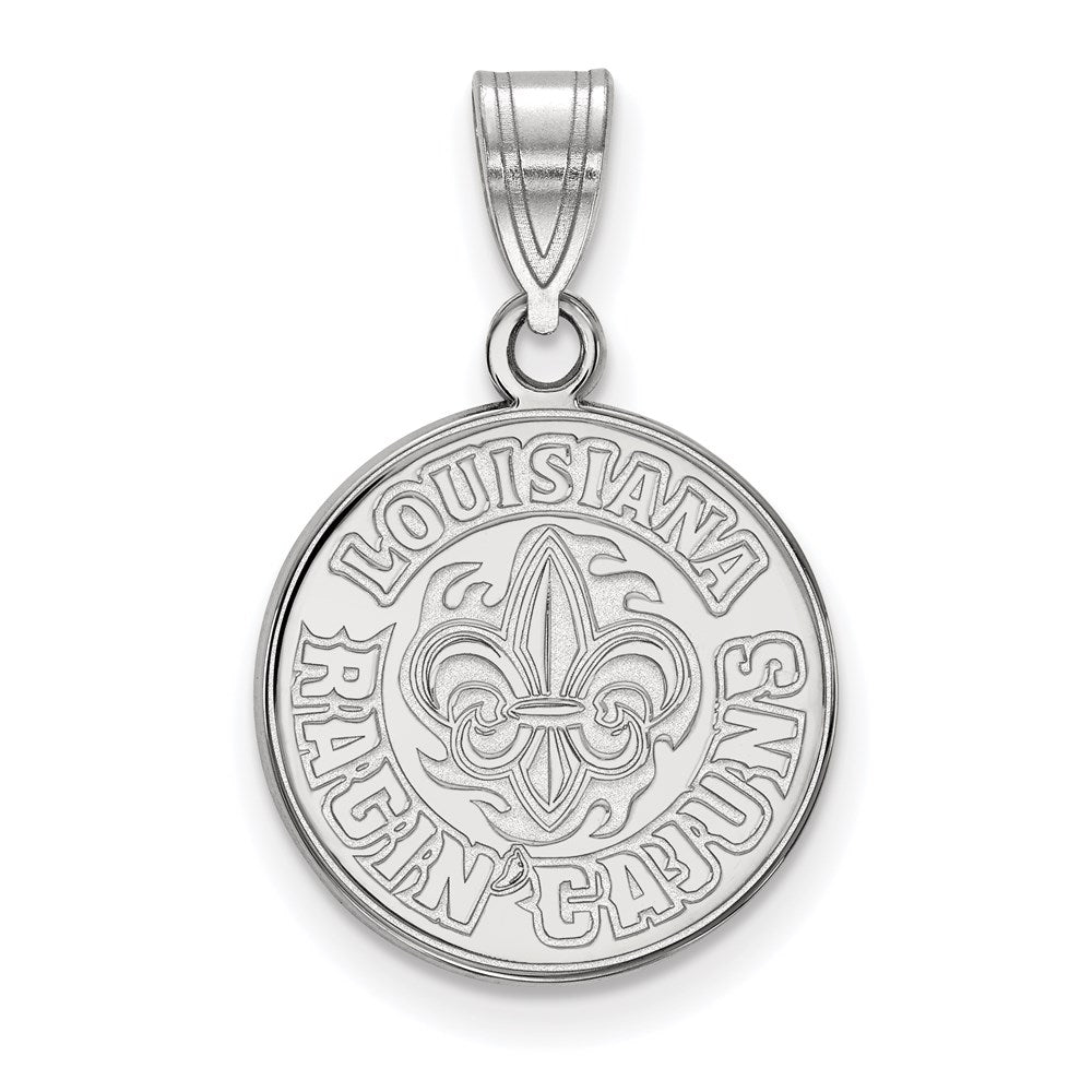 Sterling Silver Rhodium Plated Logoart University Of Louisiana At Lafayette Medium Pendant
