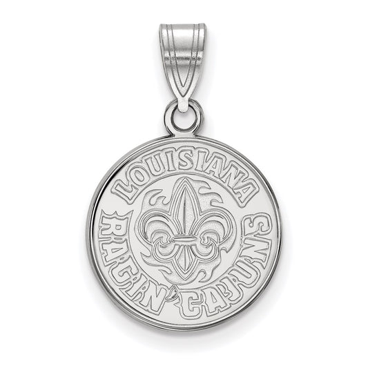 14K White Gold Logoart University Of Louisiana At Lafayette Medium Pendant