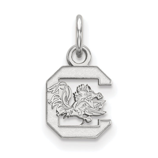 Sterling Silver Rhodium Plated Logoart University Of South Carolina Extra Small Pendant