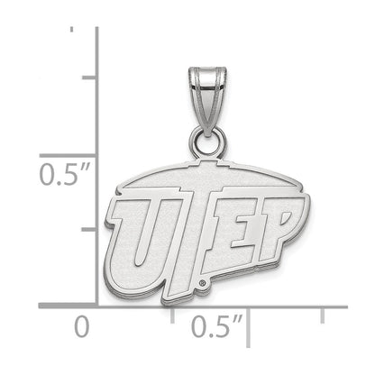 Sterling Silver Rhodium Plated Logoart University Of Texas At El Paso Small Pendant