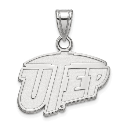 Sterling Silver Rhodium Plated Logoart University Of Texas At El Paso Small Pendant