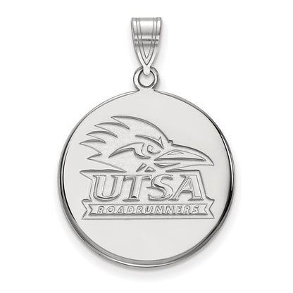 Sterling Silver Rhodium Plated Logoart University Of Texas At San Antonio Large Disc Pendant