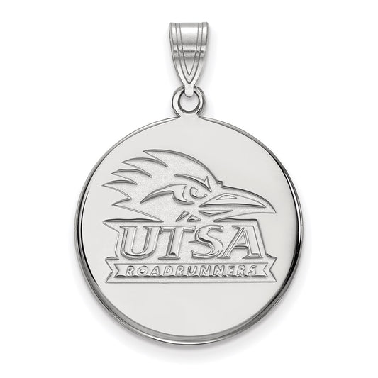 Sterling Silver Rhodium Plated Logoart University Of Texas At San Antonio Large Disc Pendant