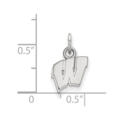 14K White Gold Logoart University Of Wisconsin Letter W Extra Small Pendant