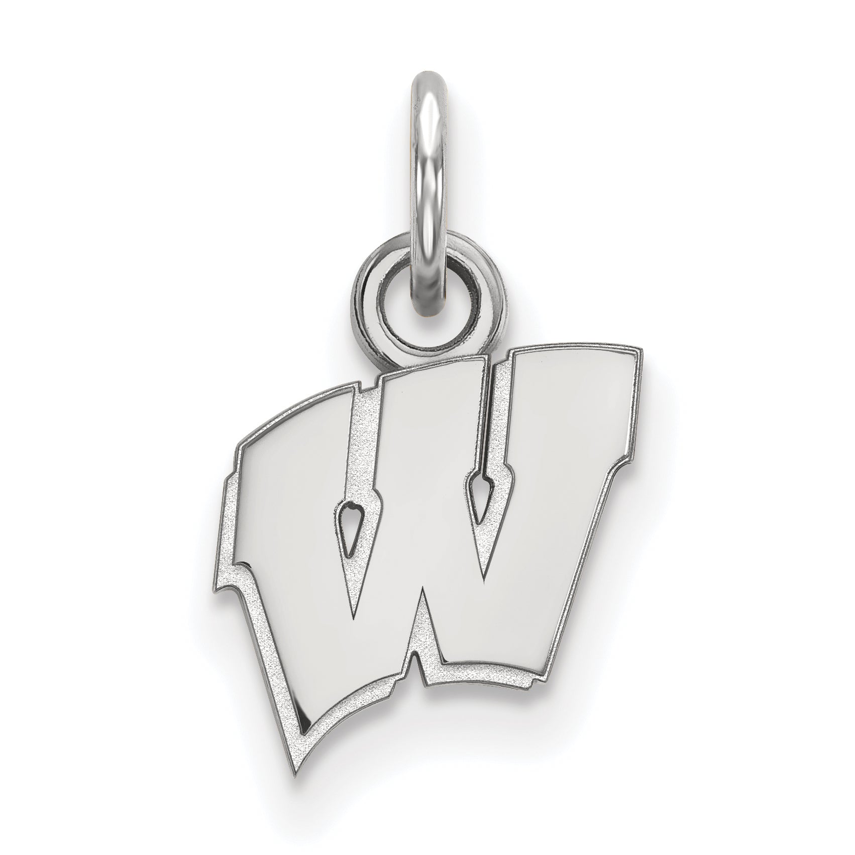 Sterling Silver Rhodium Plated Logoart University Of Wisconsin Letter W Extra Small Pendant