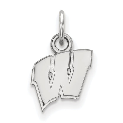 Sterling Silver Rhodium Plated Logoart University Of Wisconsin Letter W Extra Small Pendant