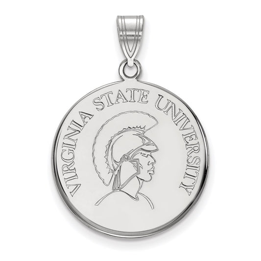 Sterling Silver Rhodium Plated Logoart Virginia State University Large Disc Pendant