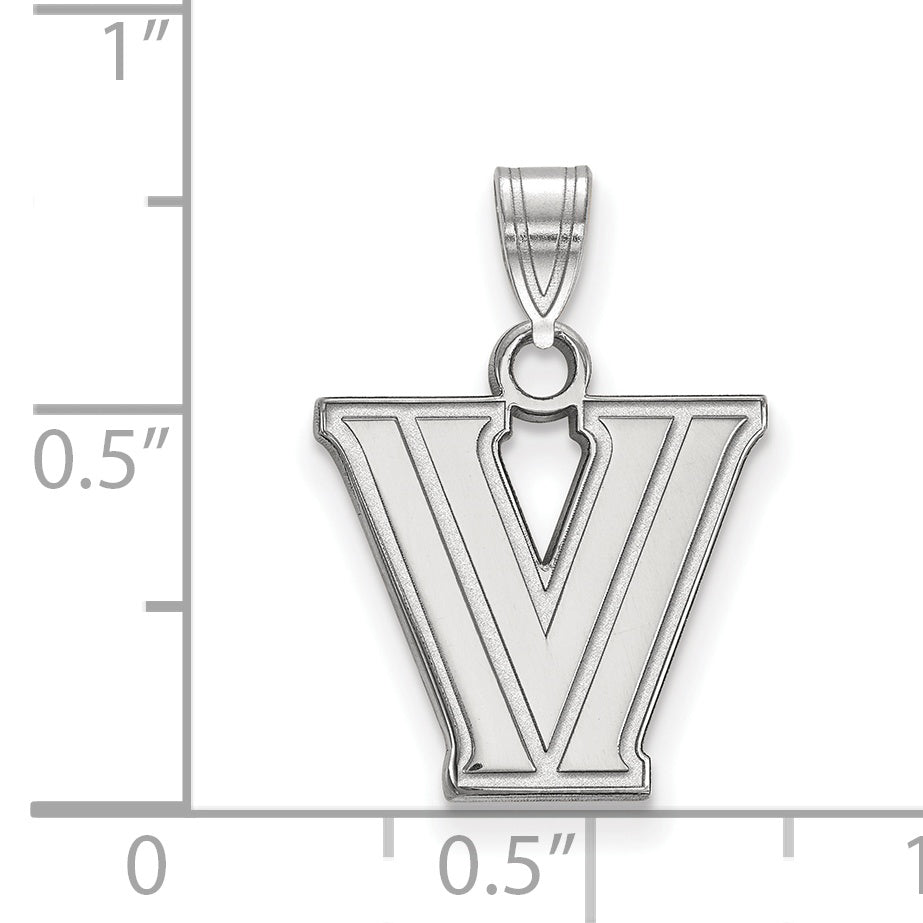 Sterling Silver Rhodium Plated Logoart Villanova University Letter V Small Pendant