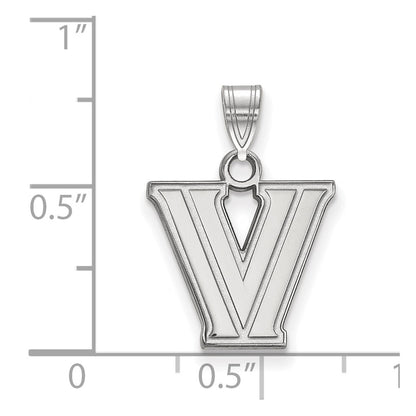 14K White Gold Logoart Villanova University Letter V Small Pendant