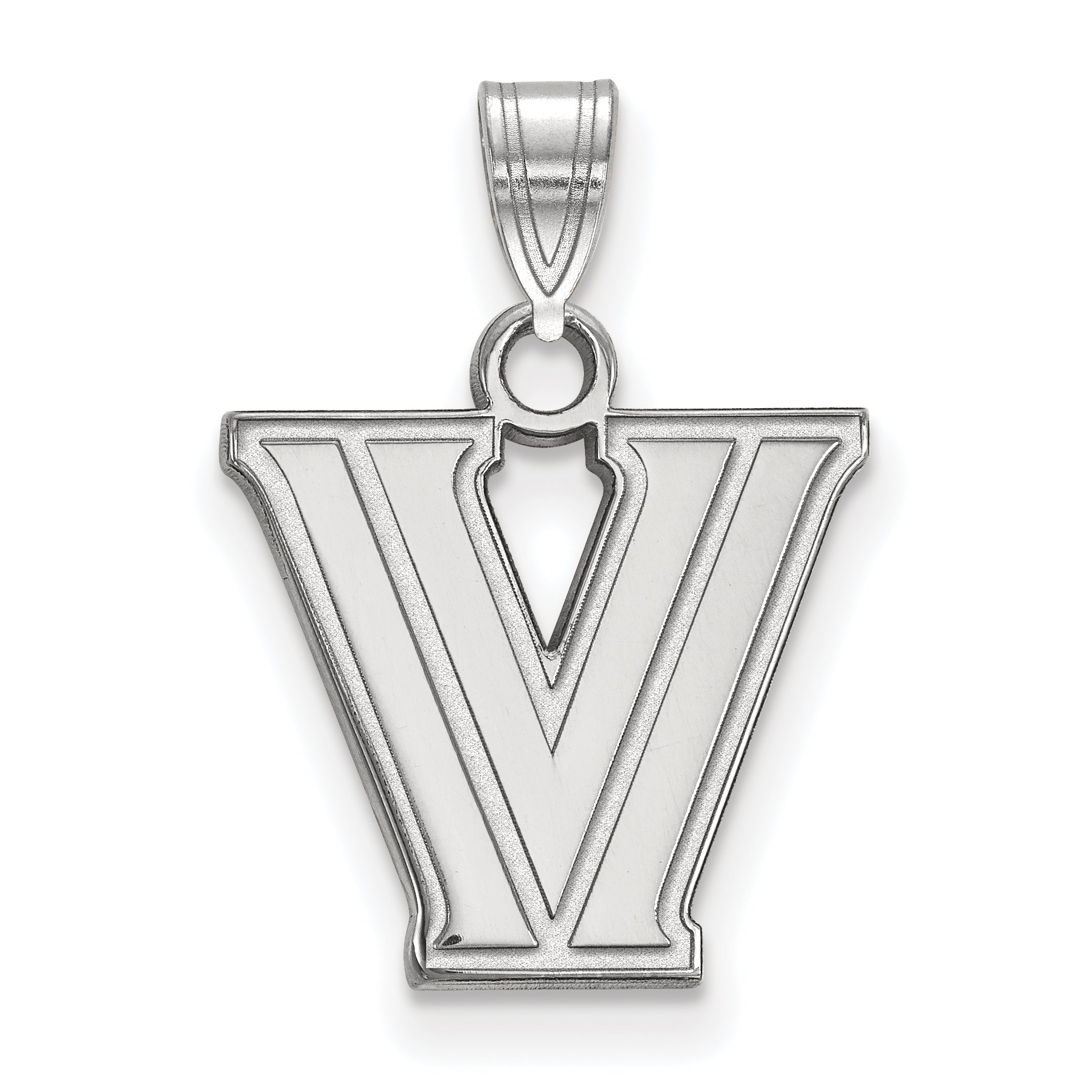 Sterling Silver Rhodium Plated Logoart Villanova University Letter V Small Pendant