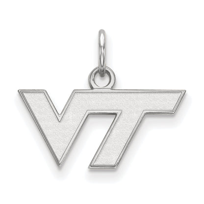 Sterling Silver Rhodium Plated Logoart Virginia Tech V T Extra Small Pendant