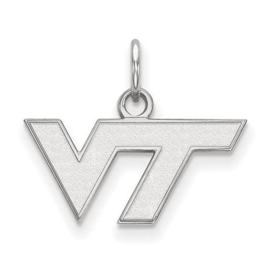 Sterling Silver Rhodium Plated Logoart Virginia Tech V T Extra Small Pendant