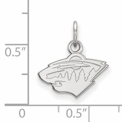 Sterling Silver Rhodium Plated Nhl Logoart Minnesota Wild Extra Small Pendant