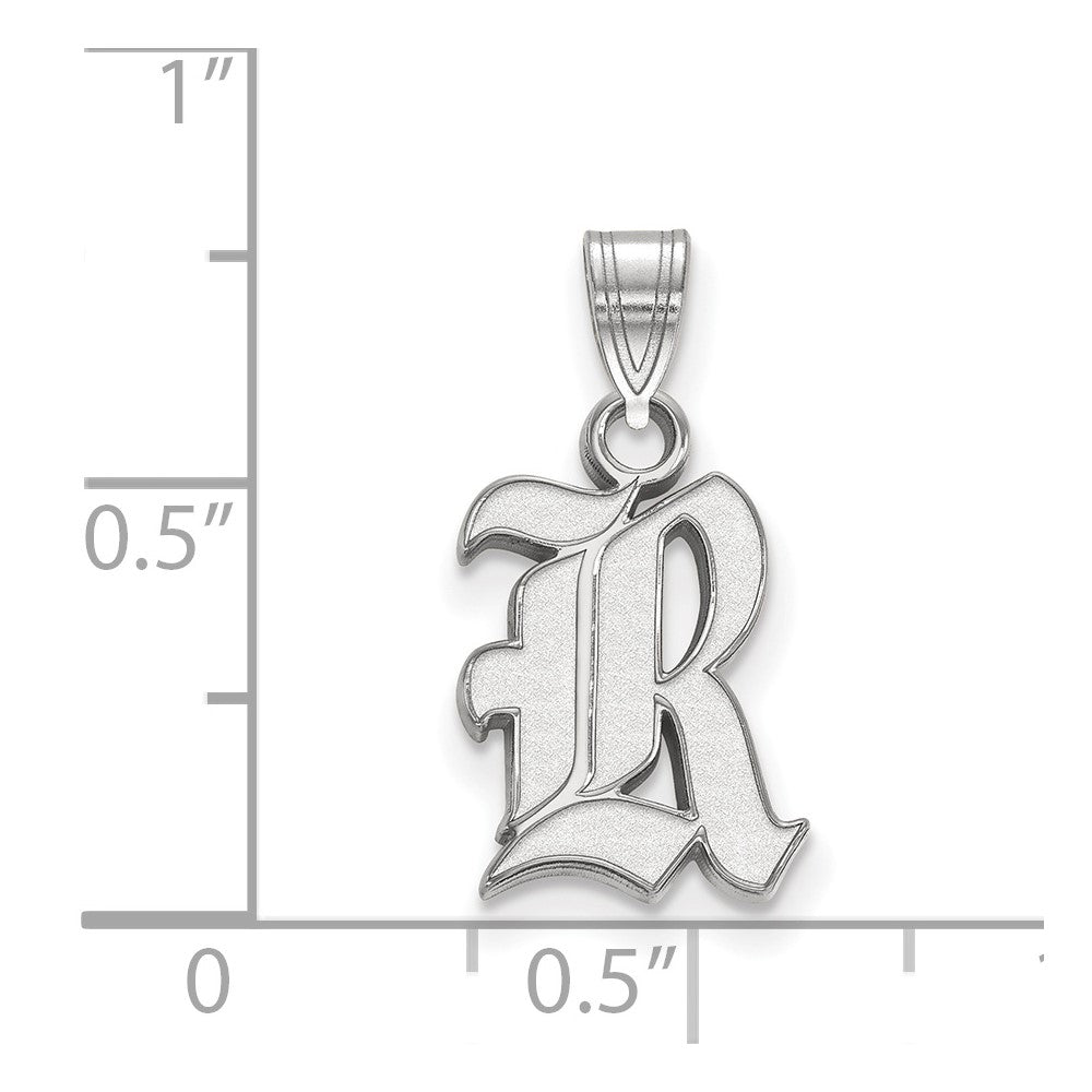 14K White Gold Logoart Rice University Letter R Small Pendant