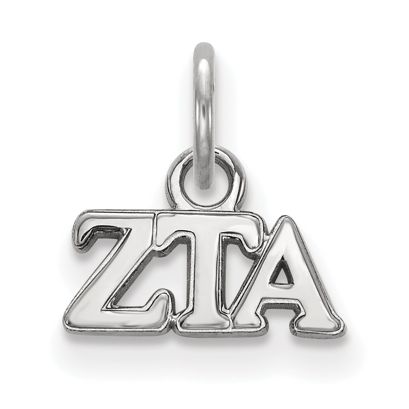 Sterling Silver Rhodium Plated Logoart Zeta Tau Alpha Sorority Greek Letters Extra Small Pendant