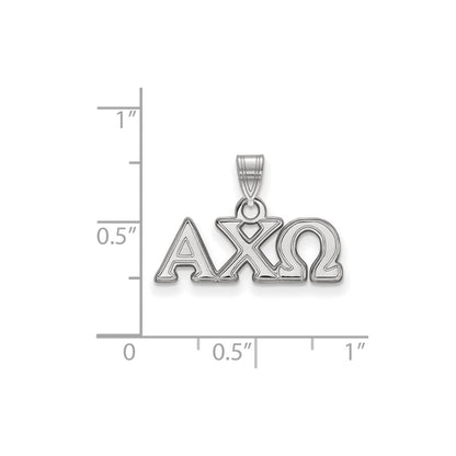 Sterling Silver Rhodium Plated Logoart Alpha Chi Omega Sorority Greek Letters Small Pendant