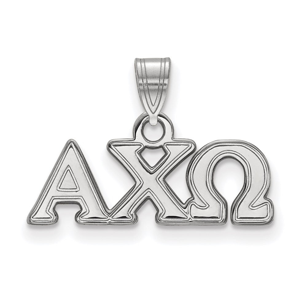 Sterling Silver Rhodium Plated Logoart Alpha Chi Omega Sorority Greek Letters Small Pendant