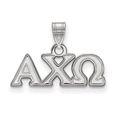 Sterling Silver Rhodium Plated Logoart Alpha Chi Omega Sorority Greek Letters Small Pendant