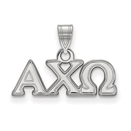 Sterling Silver Rhodium Plated Logoart Alpha Chi Omega Sorority Greek Letters Small Pendant