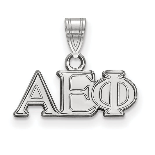 Sterling Silver Rhodium Plated Logoart Alpha Epsilon Phi Sorority Greek Letters Small Pendant