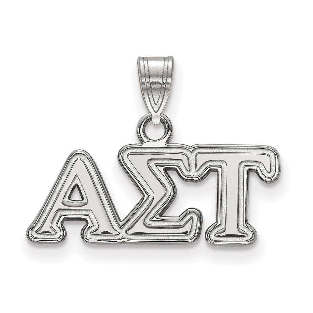 Sterling Silver Rhodium Plated Logoart Alpha Sigma Tau Sorority Greek Letters Small Pendant