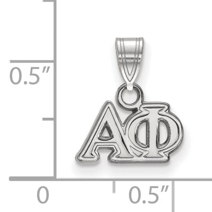 Sterling Silver Rhodium Plated Logoart Alpha Phi Sorority Greek Letters Small Pendant