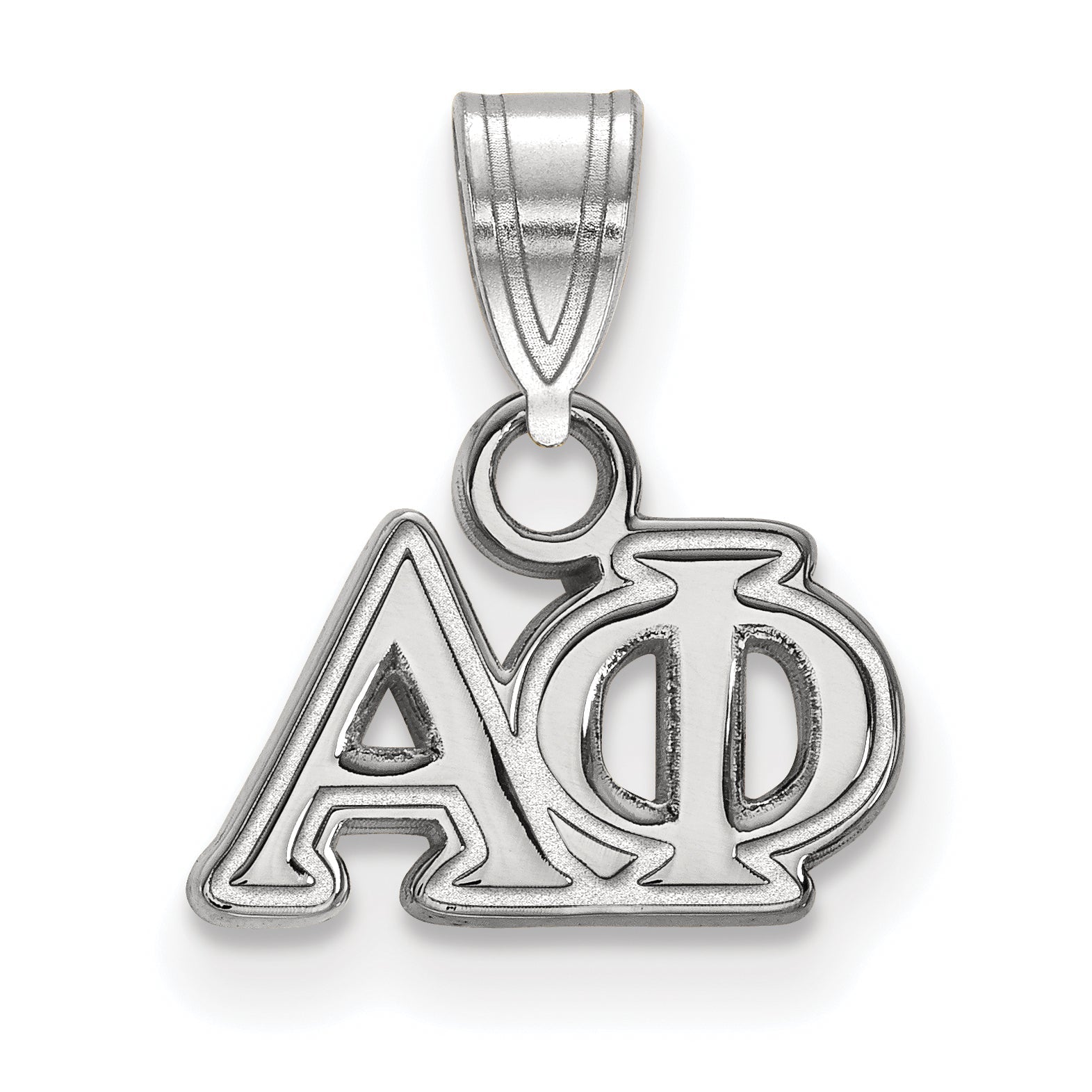 Sterling Silver Rhodium Plated Logoart Alpha Phi Sorority Greek Letters Small Pendant