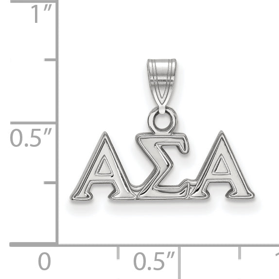 Sterling Silver Rhodium Plated Logoart Alpha Sigma Sorority Greek Letters Small Pendant
