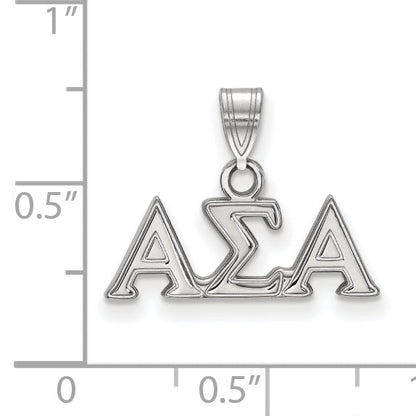 Sterling Silver Rhodium Plated Logoart Alpha Sigma Sorority Greek Letters Small Pendant