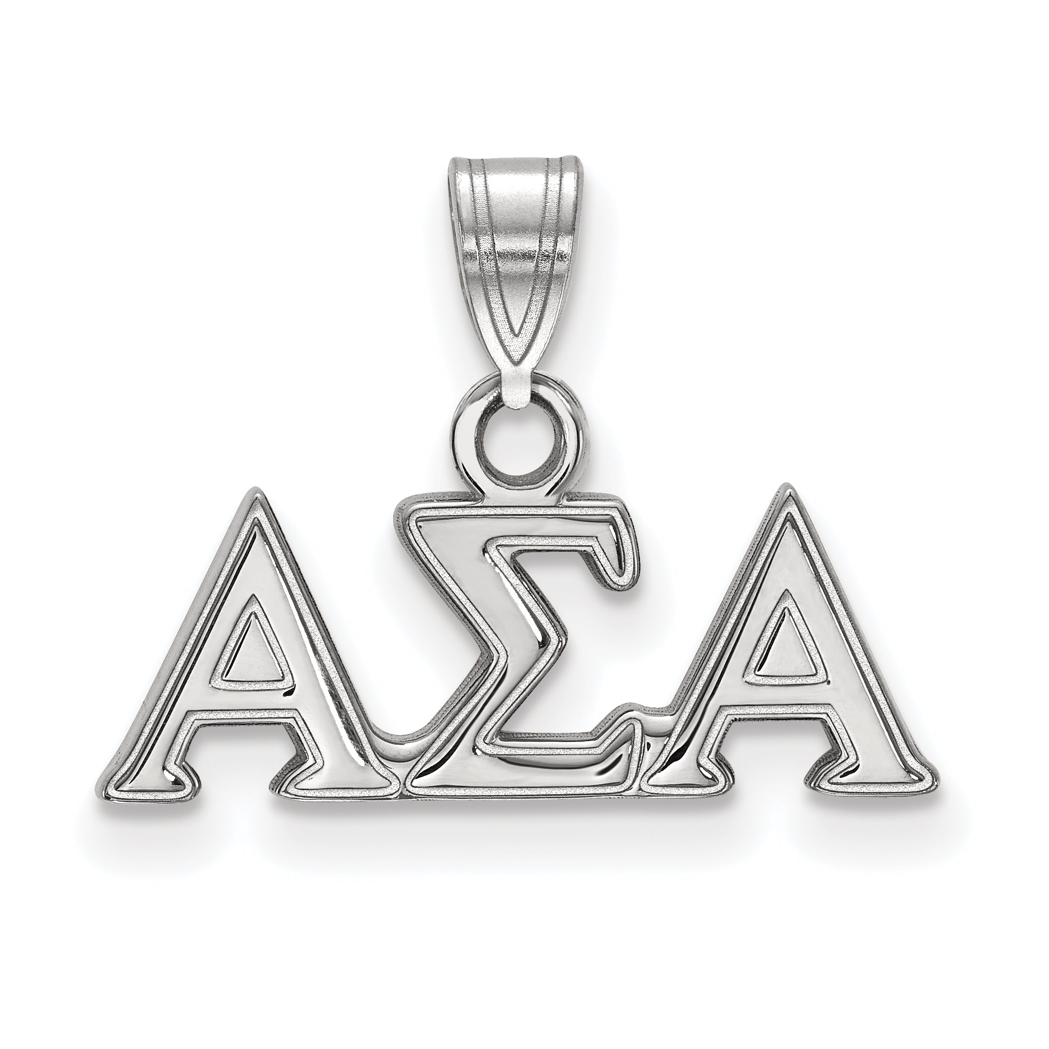 Sterling Silver Rhodium Plated Logoart Alpha Sigma Sorority Greek Letters Small Pendant