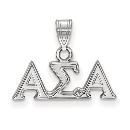Sterling Silver Rhodium Plated Logoart Alpha Sigma Sorority Greek Letters Small Pendant