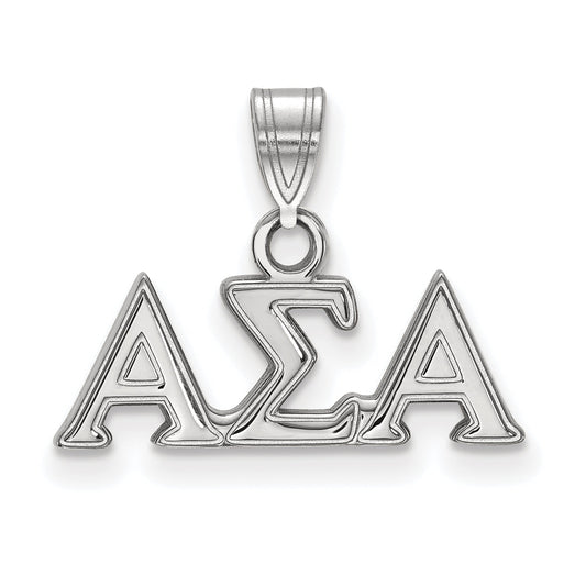 Sterling Silver Rhodium Plated Logoart Alpha Sigma Sorority Greek Letters Small Pendant