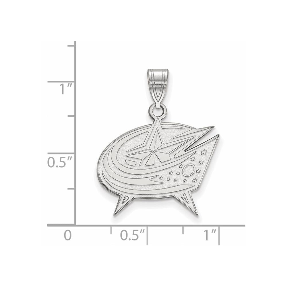 Sterling Silver Rhodium Plated Nhl Logoart Columbus Blue Jackets Large Pendant