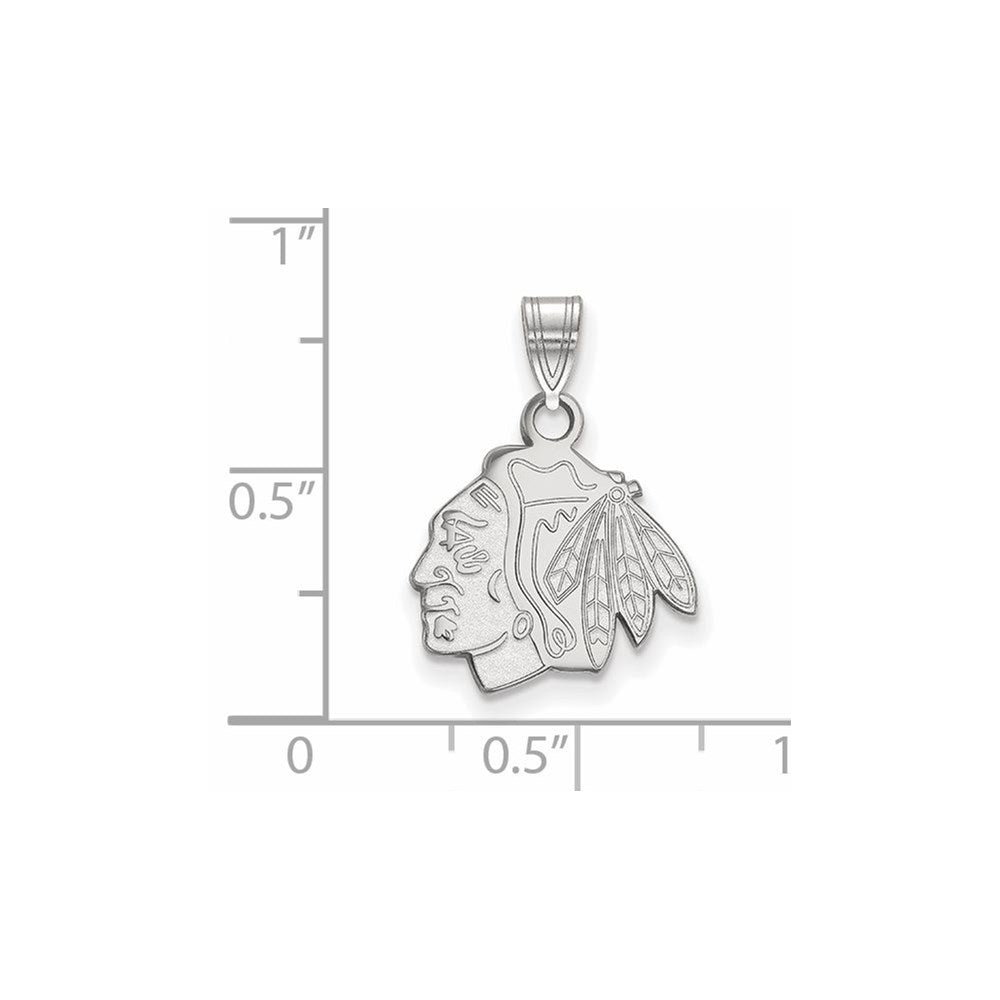 14K White Gold Nhl Logoart Chicago Blackhawks Small Pendant