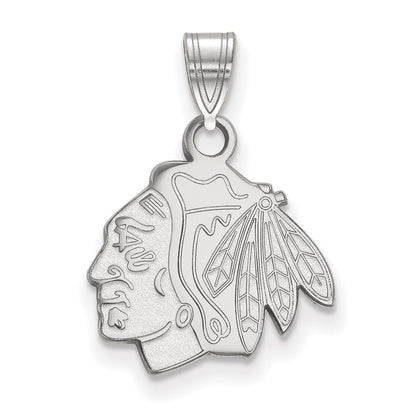 14K White Gold Nhl Logoart Chicago Blackhawks Small Pendant