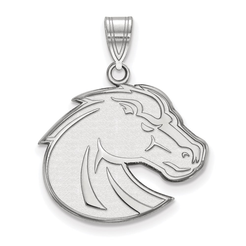 14K White Gold Logoart Boise State University Bronco Large Pendant