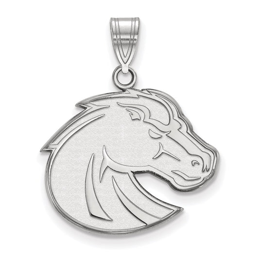14K White Gold Logoart Boise State University Bronco Large Pendant