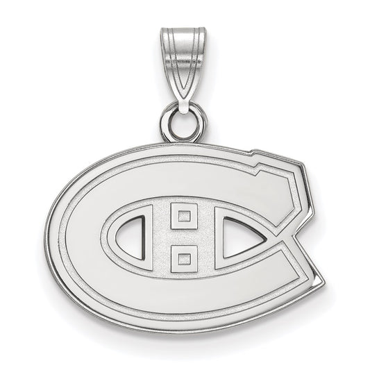 10K White Gold Nhl Logoart Montreal Canadiens Small Pendant