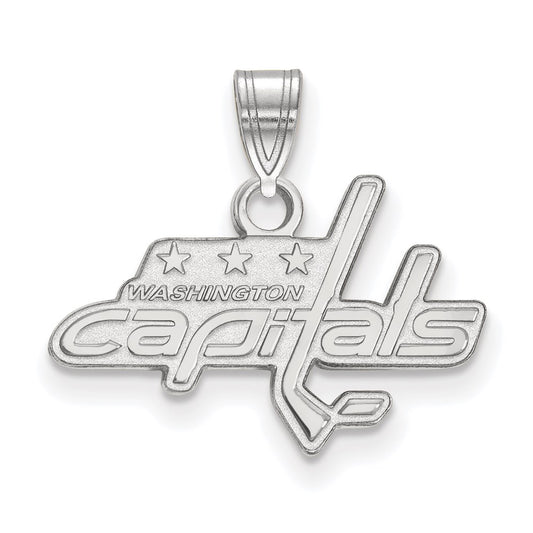 Sterling Silver Rhodium Plated Nhl Logoart Washington Capitals Small Pendant
