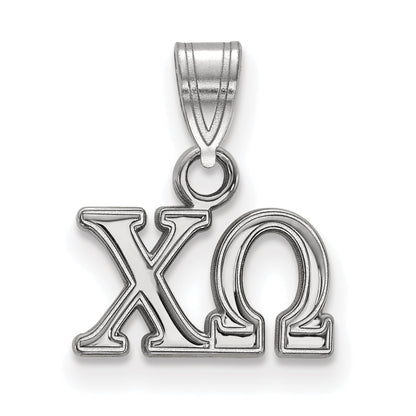 Sterling Silver Rhodium Plated Logoart Chi Omega Sorority Greek Letters Small Pendant