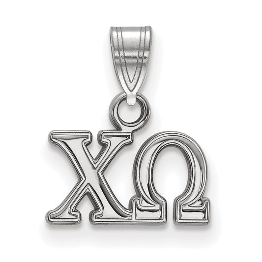 Sterling Silver Rhodium Plated Logoart Chi Omega Sorority Greek Letters Small Pendant